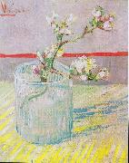 Vincent Van Gogh Flowering almond tree branch in a glass painting
